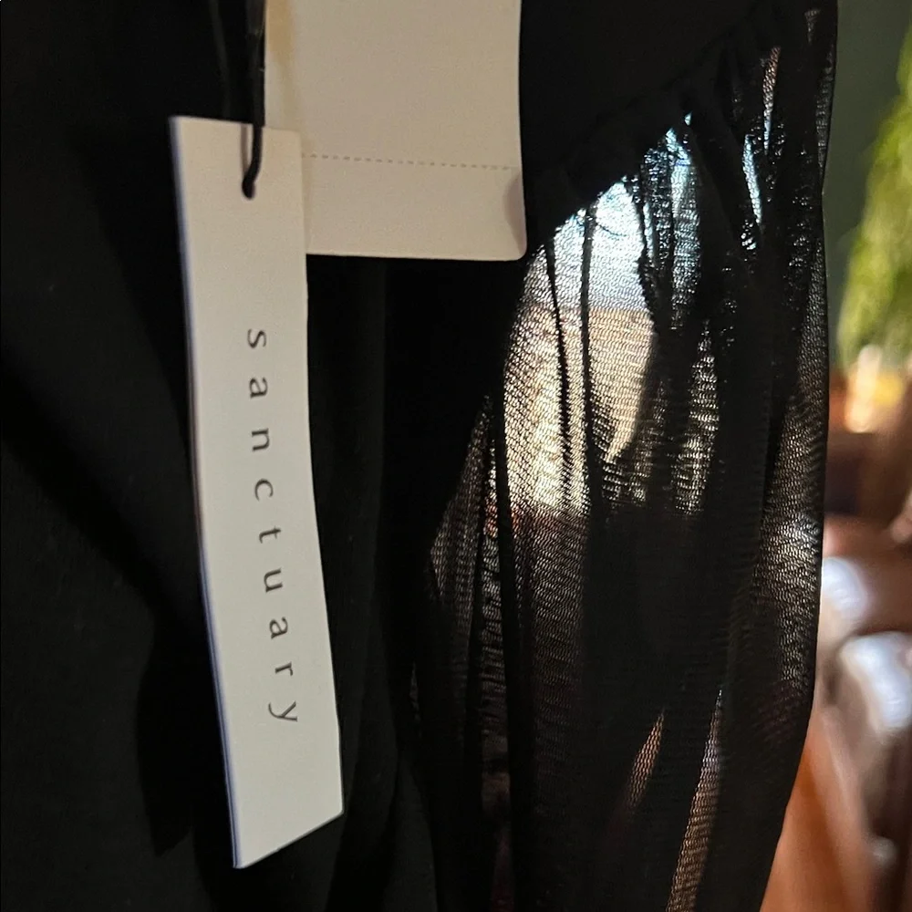 Sanctuary Black Long Sheer Sleeve Top - Picture 7 of 7